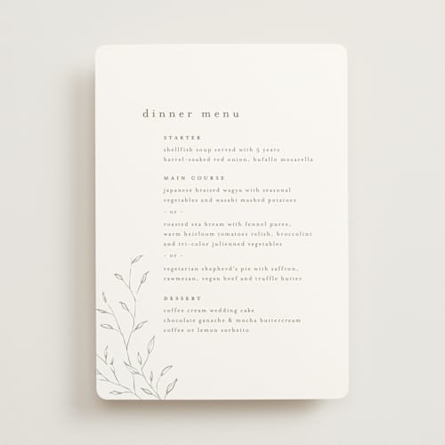 This is a aqua mist menu cards with standard by chocomocacino called tortina printing on signature in standard