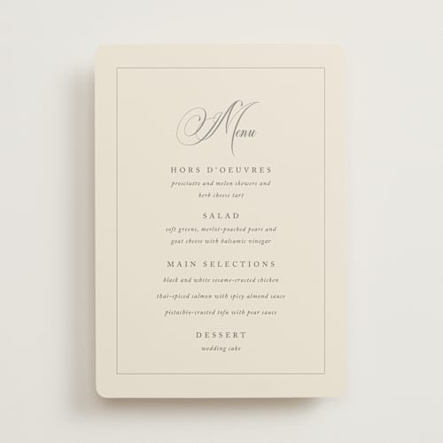 This is a oreo creme menu cards with standard by Design Lotus called wonderful tonight printing on signature in standard