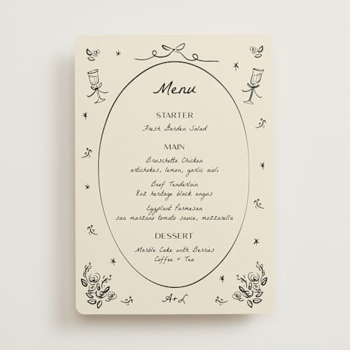 This is a vanilla menu cards with standard by Ani Somi called roses printing on signature in 5x7