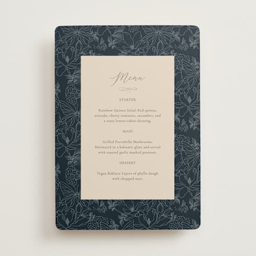 This is a sky menu cards with standard by Sabrin Deirani called magnolias printing on signature in 5x7