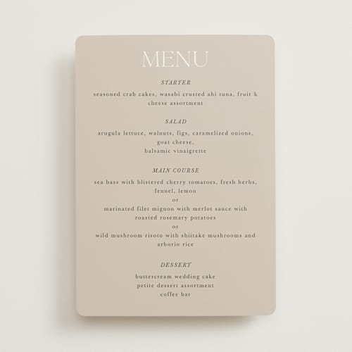 This is a lake menu cards with standard by Lindsay Megahed called reflections printing on signature in 5x7