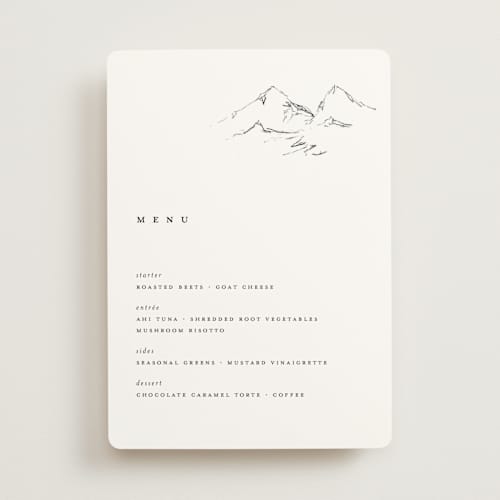 This is a snow menu cards with standard by Mere Paper called sketched mountains printing on signature in standard