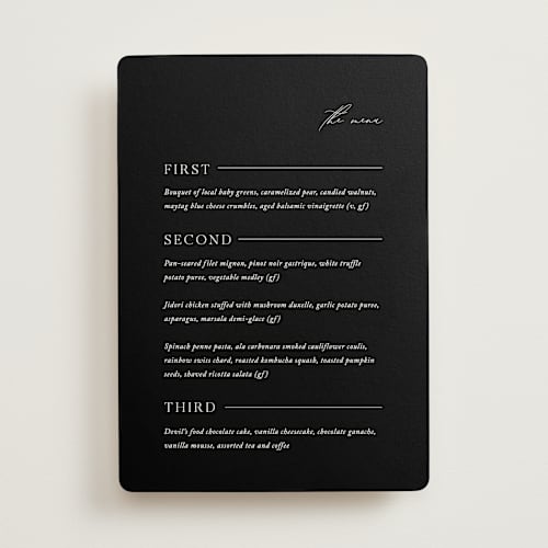 This is a ink menu cards with standard by Jennifer Postorino called storybook printing on signature in standard