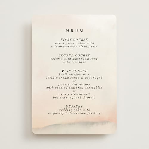 This is a forest menu cards with standard by Petra Kern called every single dawn with you printing on signature in standard