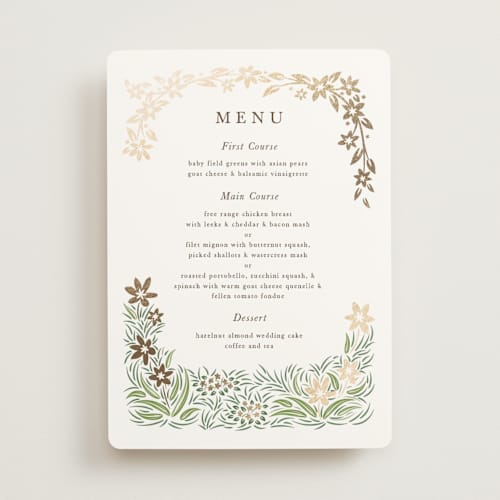 This is a forest menu cards with foil pressed by Paper Sun Studio called in the country printing on signature in standard