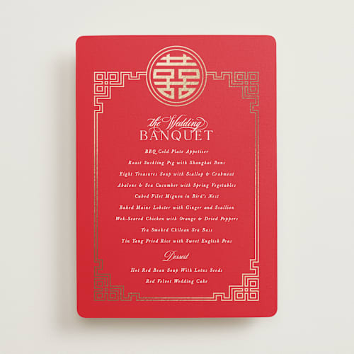 This is a ruby menu cards with foil pressed by Melanie Kosuge called happiness x 2 printing on signature in standard