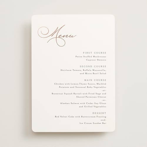 This is a snow menu cards with foil pressed by Kaydi Bishop called eternal printing on signature in 5x7