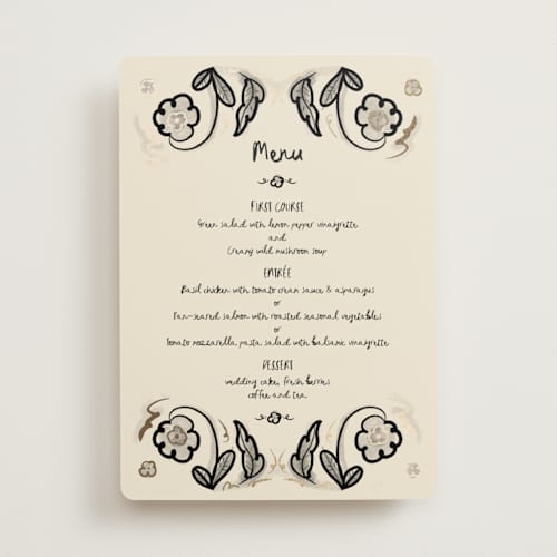 This is a ink wash menu cards with foil pressed by Ani Somi called santa catalina printing on signature in standard