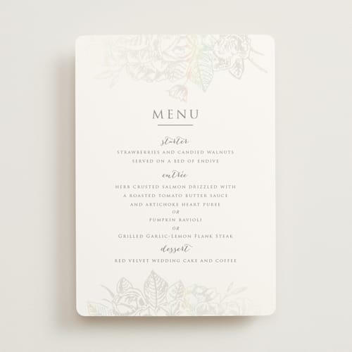 This is a cloud menu cards with gloss press by Rochelle Renee called gilded wildflowers printing on signature in standard