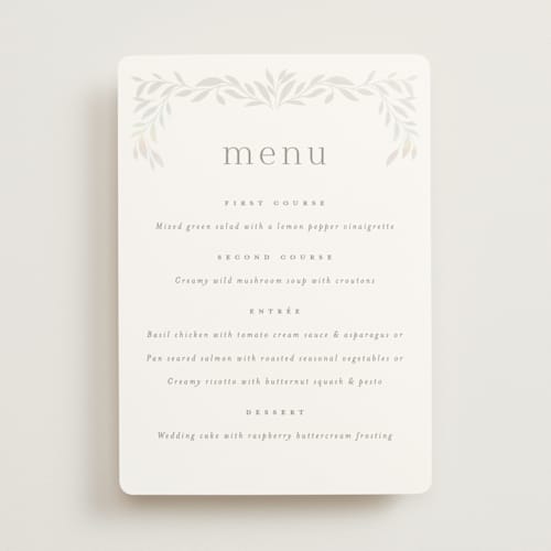 This is a cloud menu cards with foil pressed by Ana Sharpe called clarity printing on signature in standard