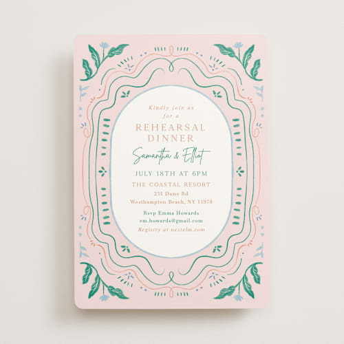 This is a blush rehearsal dinner invitations with standard by Elly called delight printing on signature in standard