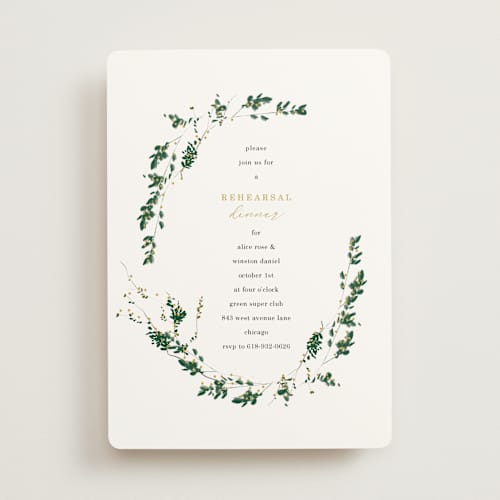 This is a cloud rehearsal dinner invitations with standard by Baumbirdy called woodland lorel printing on signature in standard