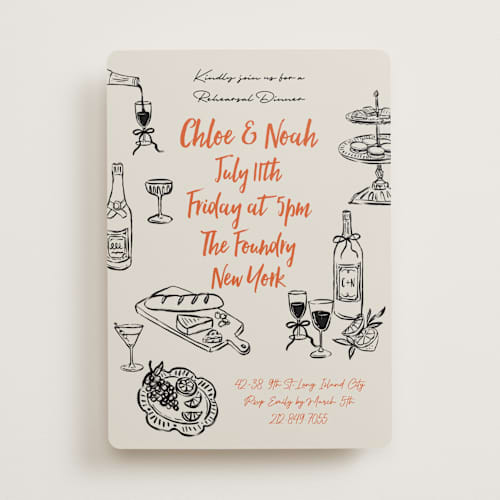 This is a sunset rehearsal dinner invitations with standard by Elly called gathering printing on signature in standard