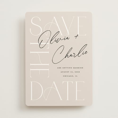This is a shell save the date with standard by Pixel and Hank called sublime printing on signature in standard