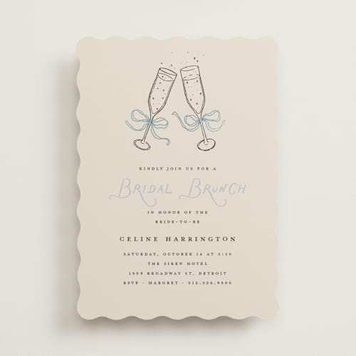 This is a bleu bridal shower invitations with foil pressed by Pixel and Hank called bubbly brunch printing on signature in standard