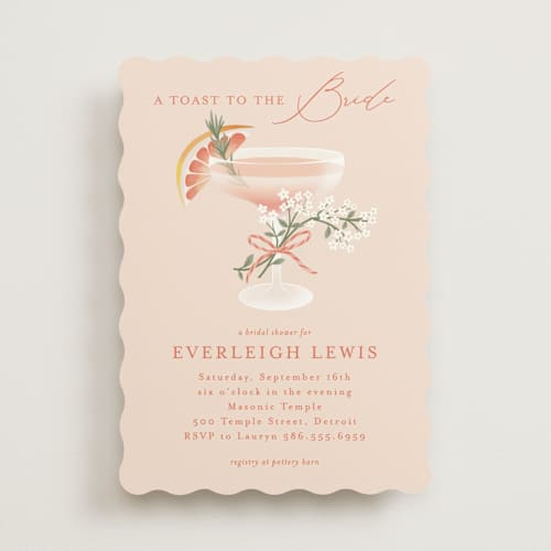 This is a agrume bridal shower invitations with standard by Jamie Alexander called pamplemousse printing on signature in standard