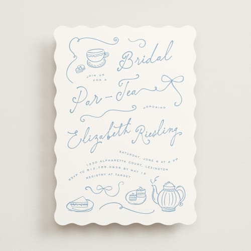 This is a coastal bridal shower invitations with standard by Creo Study called vintage par-tea printing on signature in standard