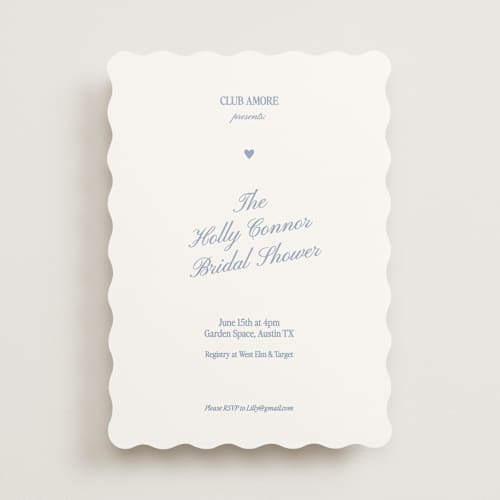 This is a amalfi bridal shower invitations with standard by Helena Vitto called club amore printing on signature in standard