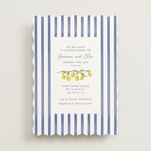 This is a capri bridal shower invitations with standard by Tina Faselli called limoncello printing on signature in standard