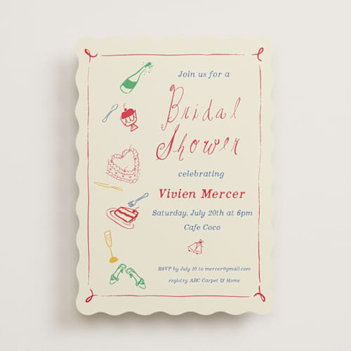 This is a fruitcake bridal shower invitations with standard by Sarah Rosenthal called heights of love printing on signature in standard