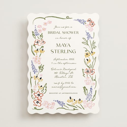 This is a grass bridal shower invitations with standard by Pati Cascino called spring printing on signature in standard