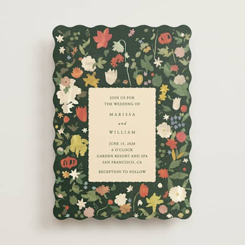 This is a garden wedding invitations with standard by Sumak Studio called all the flowers of the world printing on signature in standard