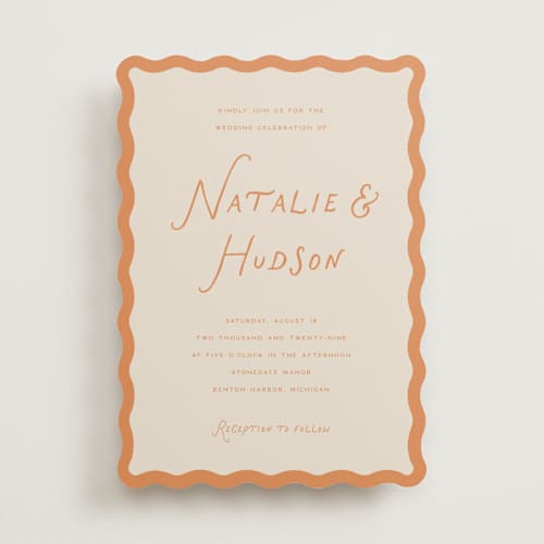 This is a nectar wedding invitations with standard by Pixel and Hank called lovers printing on signature in standard