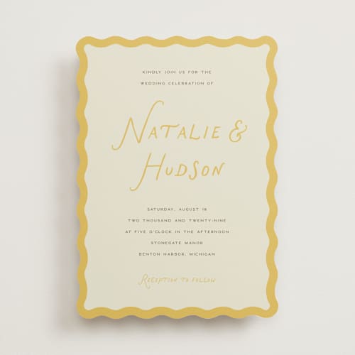 This is a banana wedding invitations with standard by Pixel and Hank called lovers printing on signature in standard