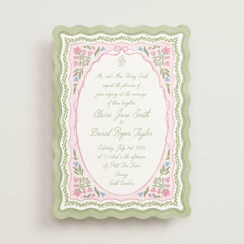 This is a garden wedding invitations with standard by Creo Study called folk garden printing on signature in standard