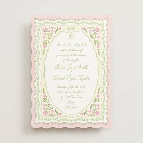 This is a rosebud wedding invitations with standard by Creo Study called folk garden printing on signature in standard