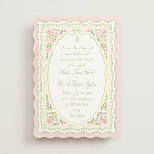 This is a rosebud wedding invitations with standard by Creo Study called folk garden printing on signature in standard