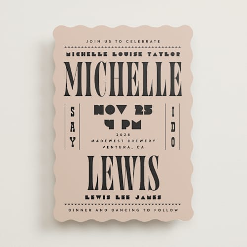 This is a noir wedding invitations with standard by Alethea and Ruth called bold stack printing on signature in standard