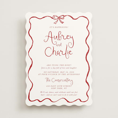 This is a wine wedding invitations with standard by Cass Loh called quirky fun printing on signature in standard