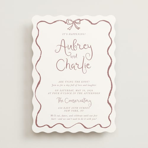 This is a dusty rose wedding invitations with standard by Cass Loh called quirky fun printing on signature in standard