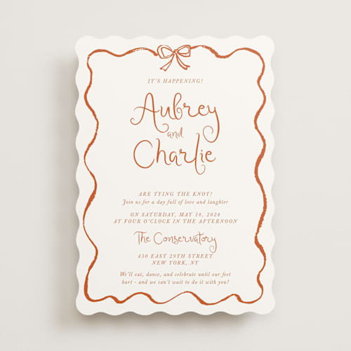 This is a burnt orange wedding invitations with standard by Cass Loh called quirky fun printing on signature in standard