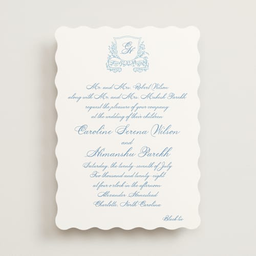 This is a capri wedding invitations with standard by Creo Study called royalty printing on signature in standard