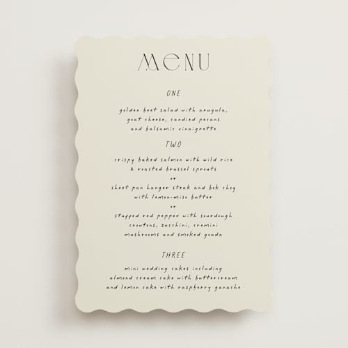 This is a onyx menu cards with standard by Alaina Cherup called la graine printing on signature in standard