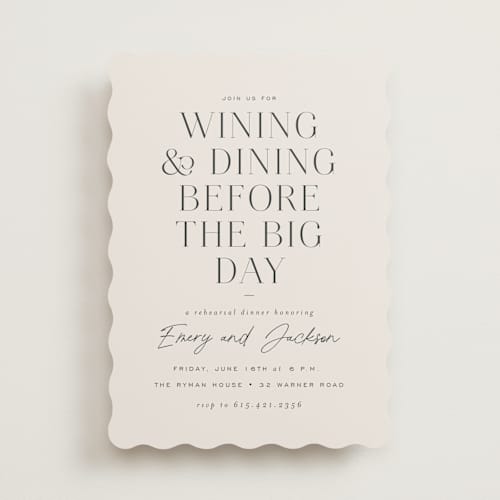 This is a linen rehearsal dinner invitations with standard by Sara Hicks Malone called wine & dine printing on signature in standard