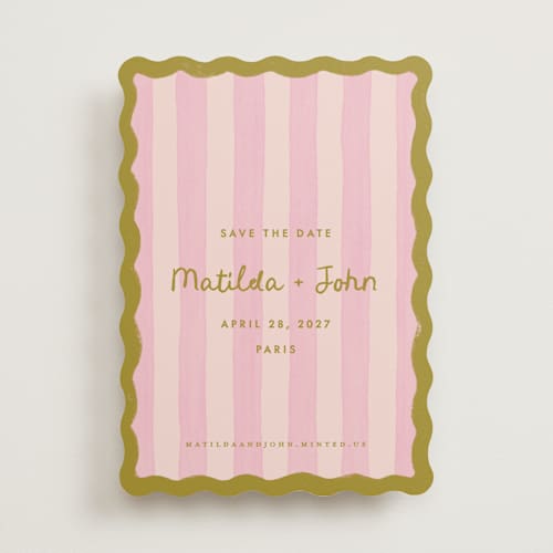 This is a macaron save the date with standard by Pink House Press called paris printing on signature in standard