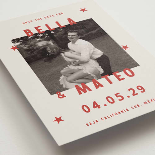 This is a sierra save the date with standard by Ani Somi called coyota printing on recycled smooth signature in grand