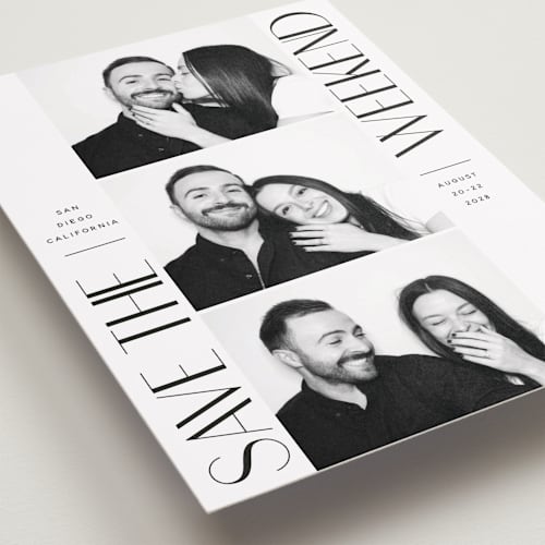 This is a ink save the date with standard by Hudson meet Rose called snapshot printing on recycled smooth signature in grand