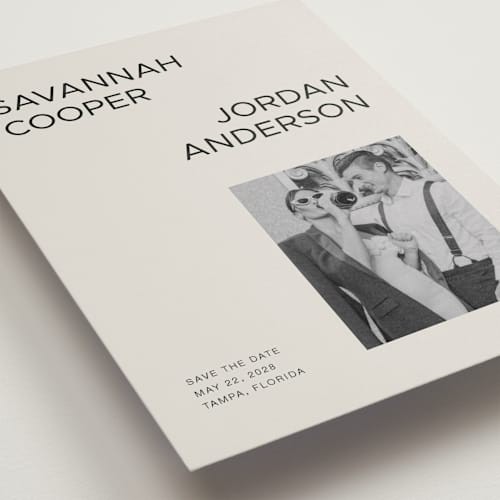 This is a champagne save the date with standard by seulghi called you & i printing on recycled smooth signature in grand