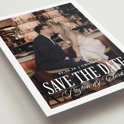 This is a milan save the date with standard by chocomocacino called kroštule printing on recycled smooth signature in grand