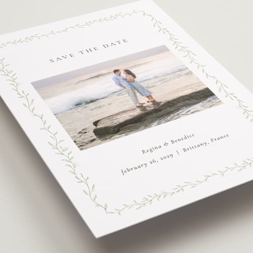 This is a ivy save the date with standard by chocomocacino called cramique printing on recycled smooth signature in grand