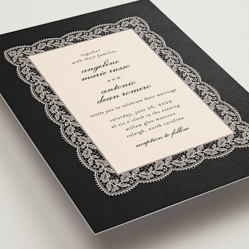 This is a midnight wedding invitations with standard by Erica Krystek called chantilly printing on signature in grand