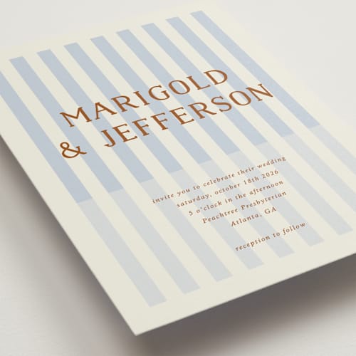 This is a wave wedding invitations with standard by Kelly Watkins called stripes printing on signature in grand