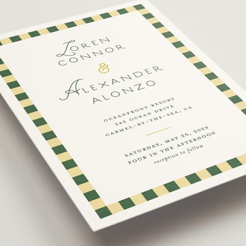 This is a citrus wedding invitations with standard by Angela Quan called grid printing on signature in grand