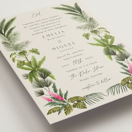 This is a lime wedding invitations with standard by Elly called tropical garden printing on signature in grand