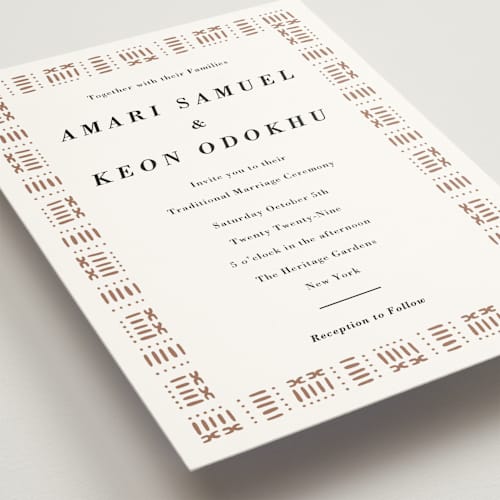 This is a ivory wedding invitations with standard by Oma N. Ramkhelawan called amari printing on signature in grand