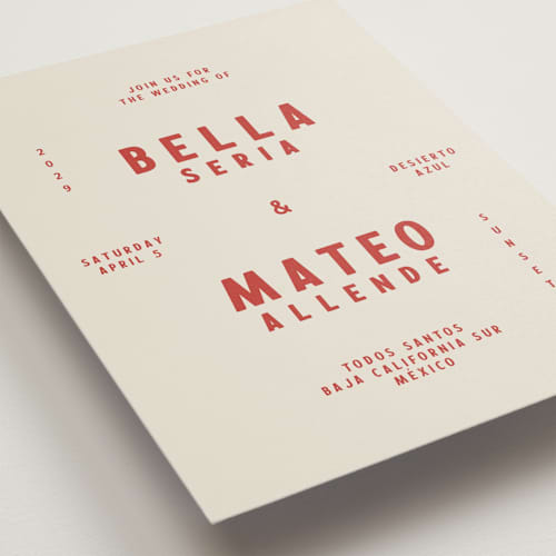 This is a sierra wedding invitations with standard by Ani Somi called coyota printing on signature in grand